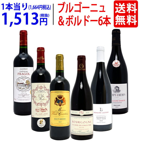 ワイン ワインセットはずれなし 極上ボルドー＋職人蔵ブルゴーニュ赤6本セット 送料無料 飲み比べセット ギフト ^W0FBC8SE^