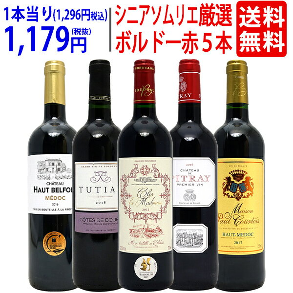 ワイン飲み比べセット ワイン ワインセットワンランク上 シニアソムリエ厳選ボルドー5本セット 送料無料 飲み比べセット ギフト ^W0G5E2SE^