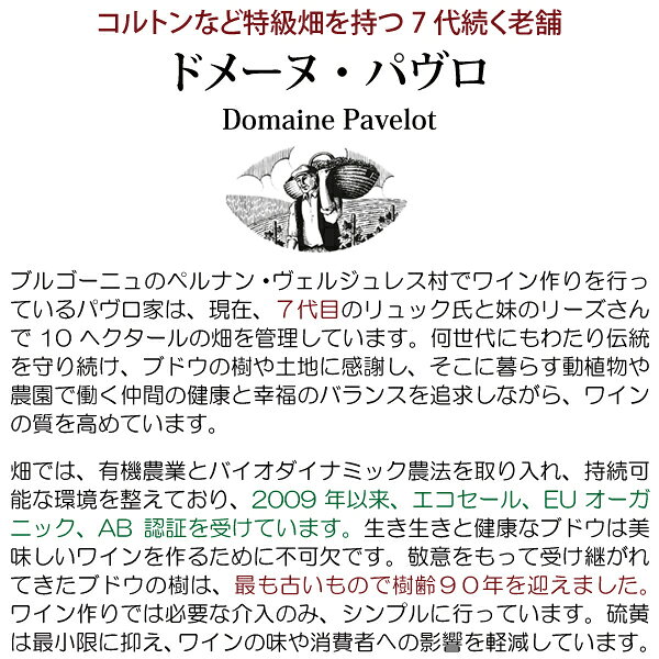 よりどり6本で送料無料[2019] ペルナン ヴェルジュレス プルミエ クリュ ルージュ アン カラドゥー BIO 750ml ドメーヌ パヴロ(ブルゴーニュ フランス)赤ワイン コク辛口 ワイン ^B0PKEC19^ veritas-10061637 ヴェリタス〜輸入直販ワイン専門店 サンプル画像3