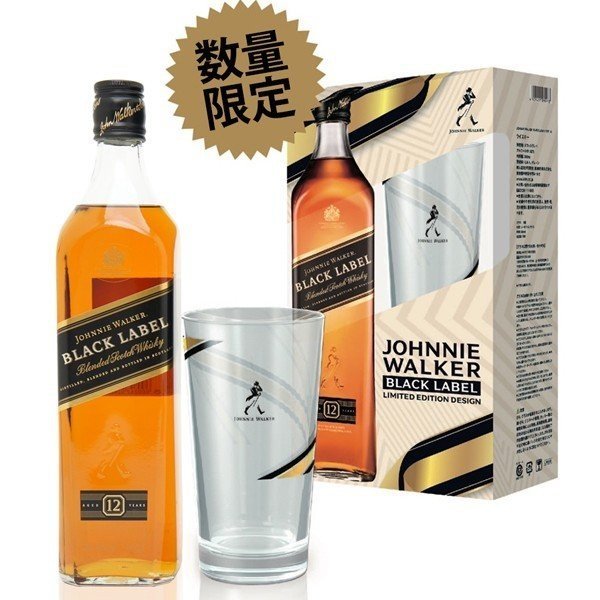 ジョニー ウォーカー ブラックラベル 12年 ギフトBOX グラス1個付 正規品 スコッチウイスキー ...