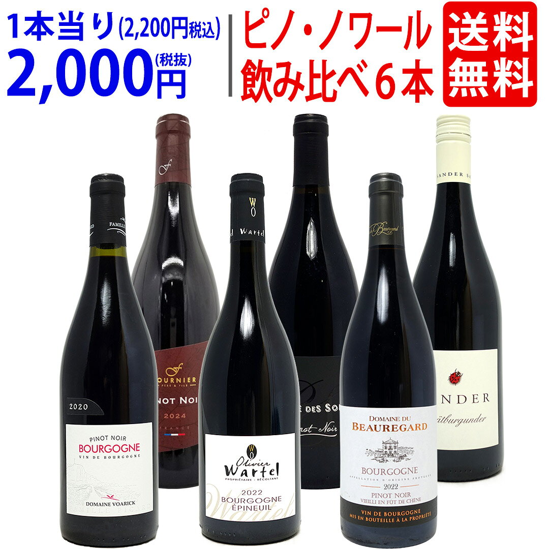 ワイン ワインセット 極上ピノ ノワール飲み比べ赤6本セット 送料無料 飲み比べセット…