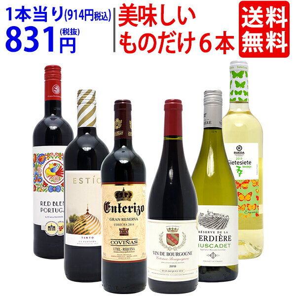 ワイン ワインセット美味しいものだけ6本セット 送料無料 (赤4本+白2本) 飲み比べセット ギフト ^W0F771SE^