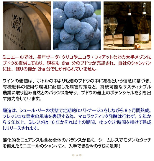 シャンパーニュ ミニエール アンフリュアンス ブリュット 箱なし 750ml フレデリック＆ロドルフ ミニエール(シャンパン フランス シャンパーニュ)白泡 コク辛口 ^VAMN06Z0^ veritas-10052508 ヴェリタス〜輸入直販ワイン専門店 サンプル画像3