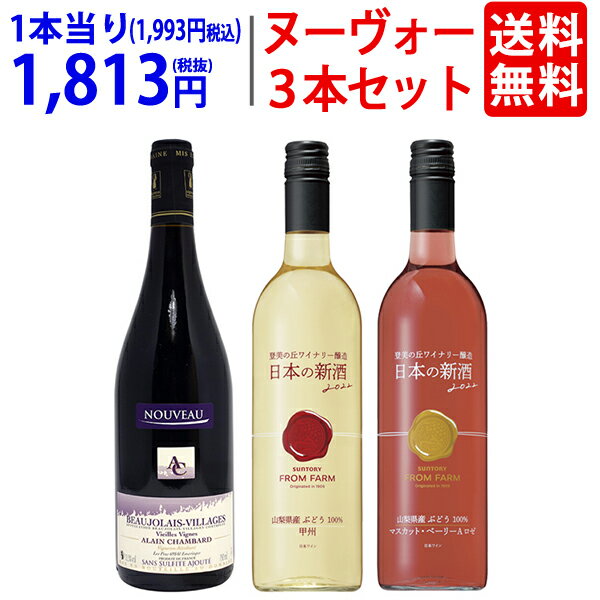 【送料無料】[2022] ヌーヴォー 3本ワインセット (日本2本+ボジョレー1本) 新酒 ヌーボー 日本の新酒 ^W03JC2SE^