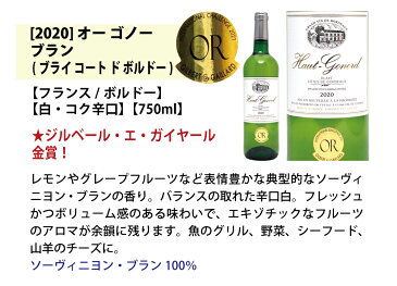 ワイン ワインセットすべて金賞フランス名産地ボルドー激旨辛口白6本セット 送料無料 飲み比べセット ギフト ^W0WK98SE^