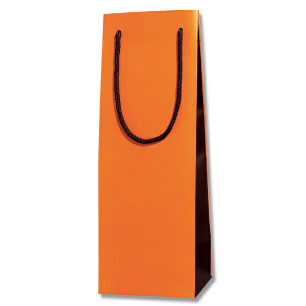 ○ ワイン1本入り用 手提げ袋LL ブライトバッグ オレンジ×茶ワイン ^GIFTKF05^
