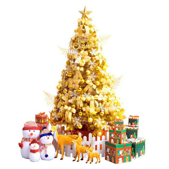 210cm VeroMan クリスマスツリー ゴールド LEDライト オーナメント 飾り付き 豪華10点セット