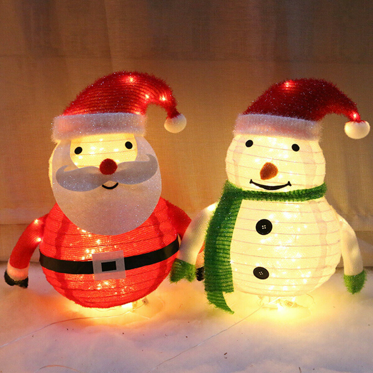 [60cm] VeroMan クリスマス モチーフライト 雪だるま サンタ 光る LEDライト オーナメントライト イルミネーション 電池式 室内 屋外 簡単収納