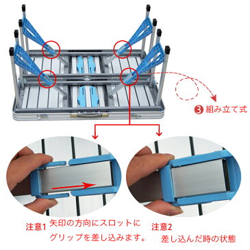 VeroMan 折りたたみ 収納式 アウトドア テーブル ベンチ セット パラソル穴付き キャンプ バーベキュー アルミ製