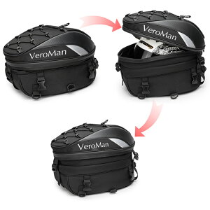 VeroMan バイク用 シートバッグ リアボックス トランク 防水 軽量 大容量 固定ベルト付き 取り付け簡単 ヘルメット収納可