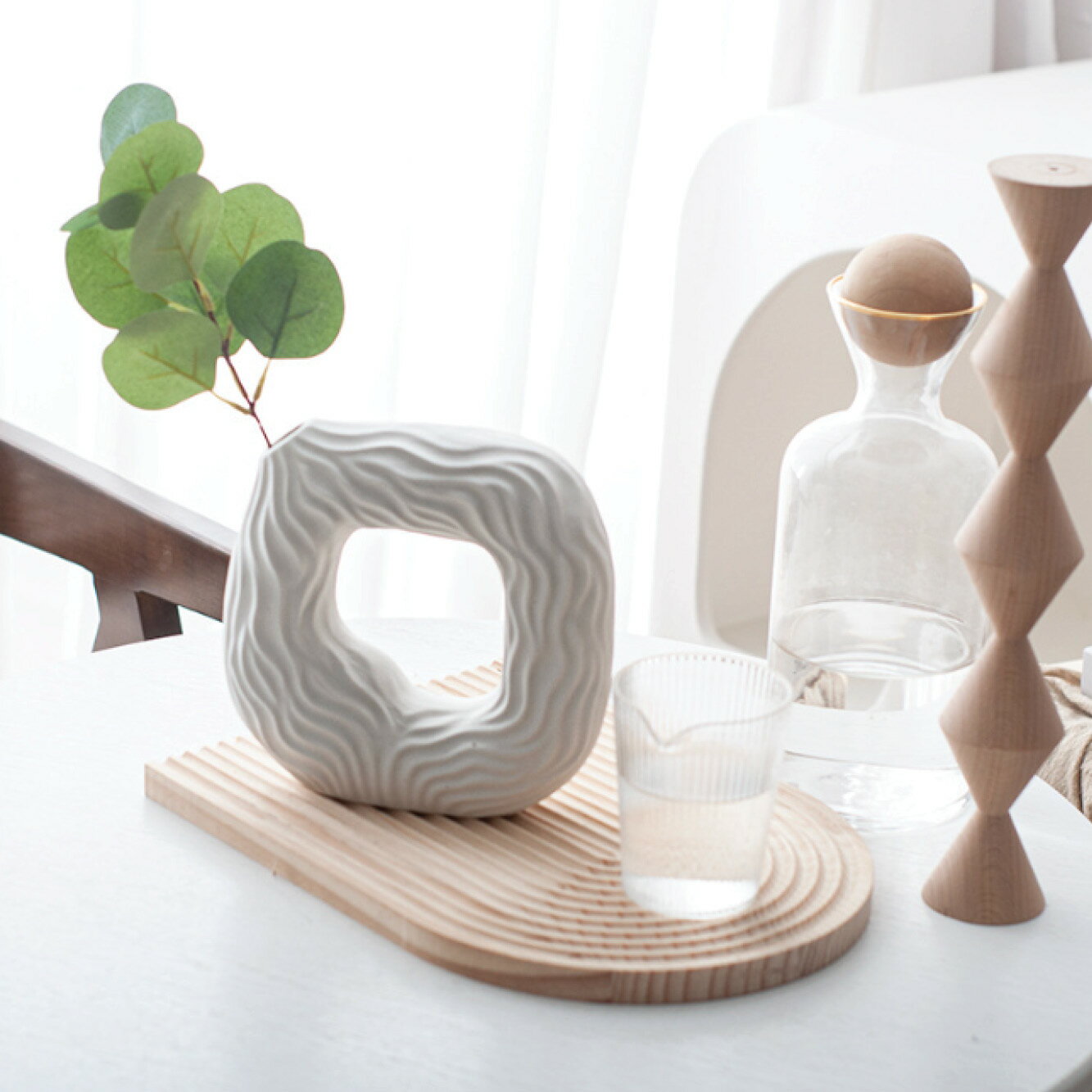 [大] VeroManフラワーベース 横挿し 一輪挿し 花瓶 正方形 花 陶器 ホーム デコレーション 出窓 シンプル オシャレ アンティーク 韓国インテリア