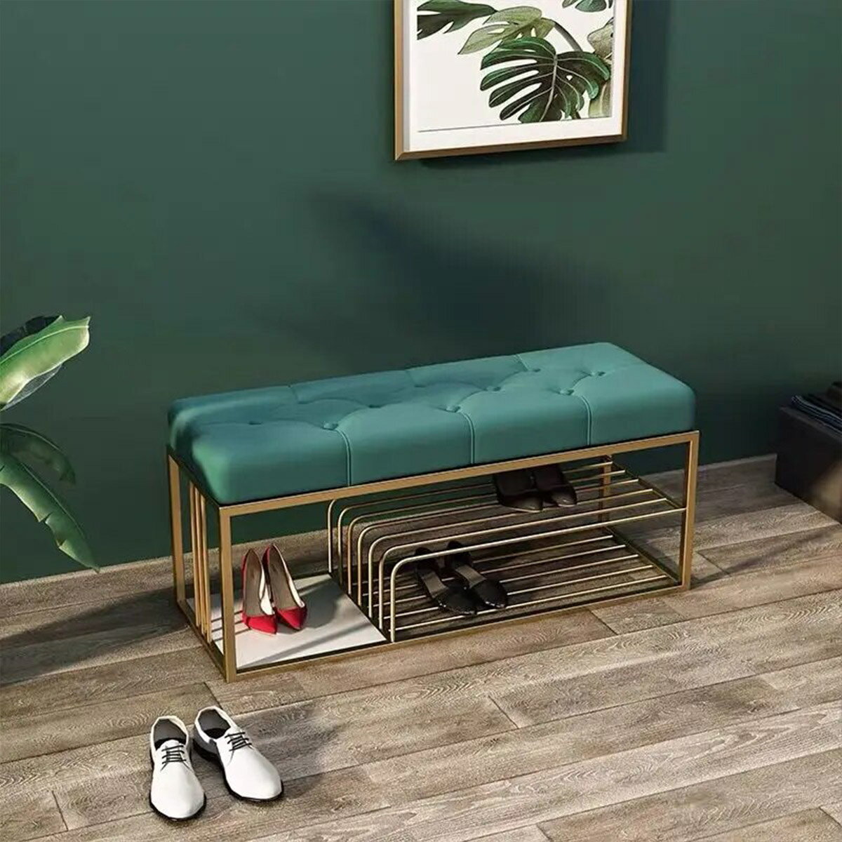 VeroMan ベンチ ソファ チェア 靴置き 靴棚 シューズラック ラック ベルベット素材 玄関 シック クール..