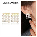 VeroMan BIJOU+ 両耳用 パール ピアス ゴールド ぶら下がり レディース ファッションジュエリー フープピアス 上品 ヴィンテージ風 韓国アクセサ...