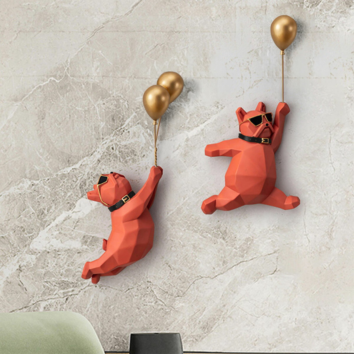 VeroMan 壁飾り 2点セット ブルドック セット 小物 パグ 犬 アニマル 動物 ハート 風船 キュート 韓国..