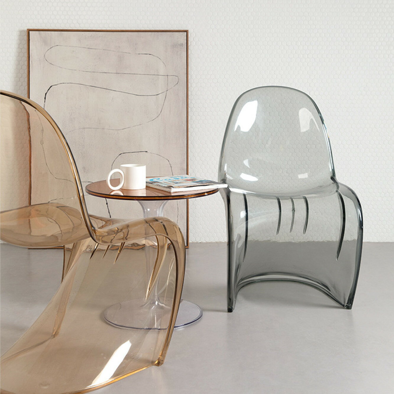 VeroMan クリア椅子 透明 チェア 一体成型 デザイナーズチェア スツール ユニーク おしゃれ 韓国クリア..