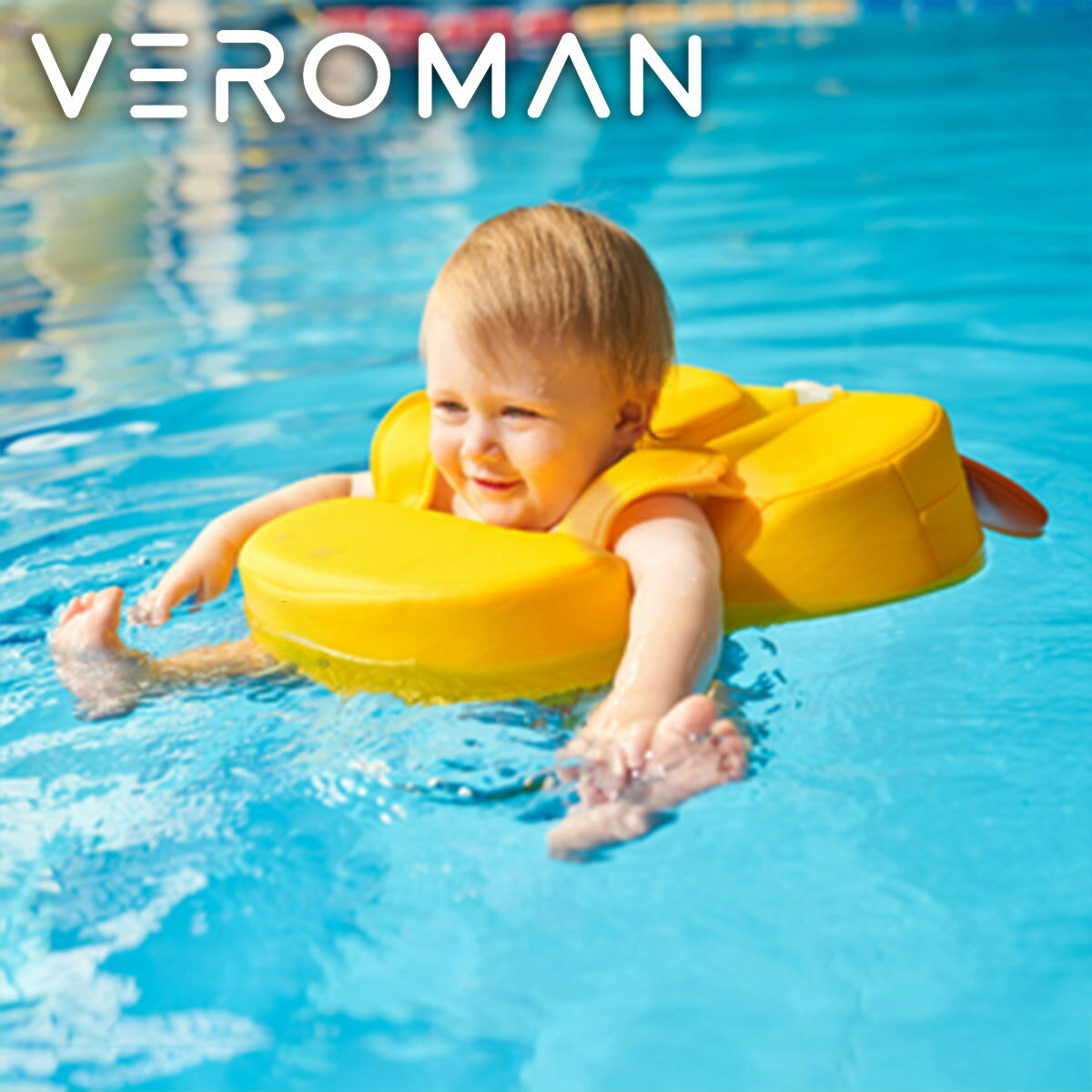 [中] VeroMan 子供用浮き輪 ベビー 赤ちゃん フロート 空気入れ不要 かわいいアヒルデザイン 水遊び・水泳リング