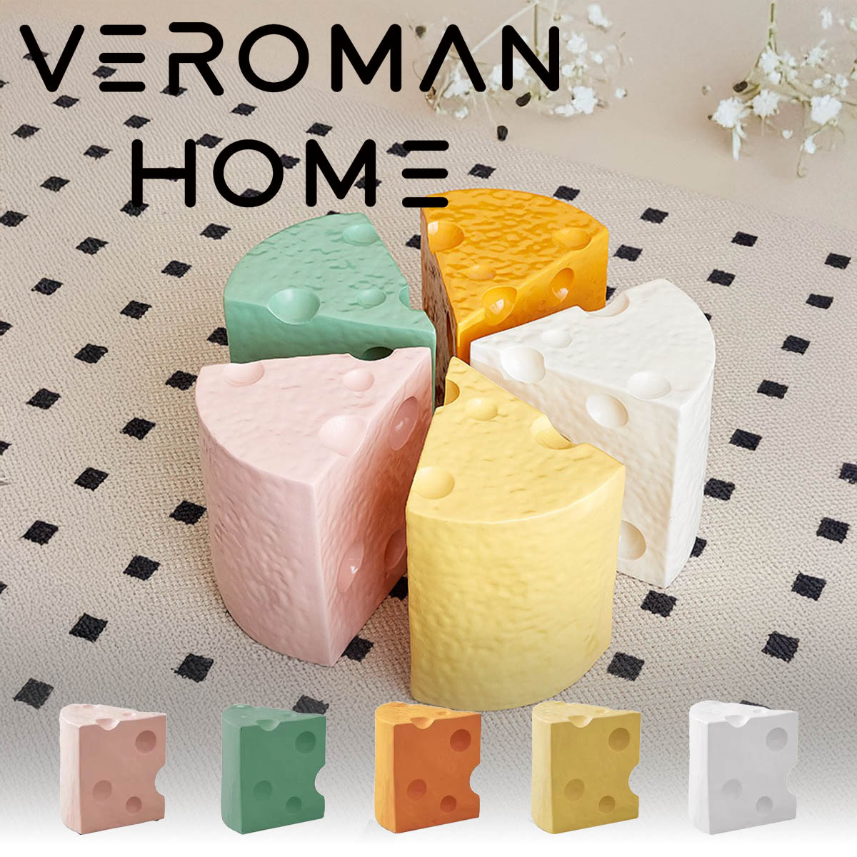 VeroMan サイドテーブル チーズ型テーブル クリエイティブ ベッドサイド ソファサイド 角テーブル ディ..