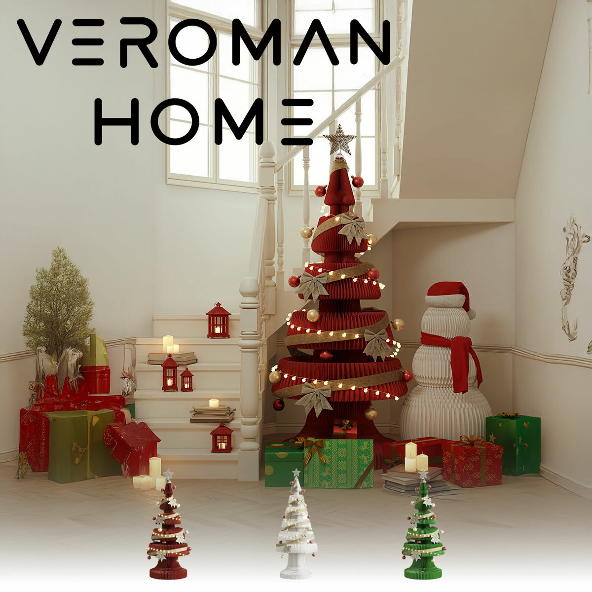 [240cm] VeroMan クリスマスツリー 折りたたみ紙製クリスマスツリー クリスマス装飾 卓上オーナメント 雰囲気演出 パーティー飾り 収納便利 環境にやさしい 韓国インテリア [102x240cm]