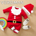 VeroMan ベビー クリスマス ロンパース 新生児 長袖 かわいい サンタ風 コスチューム カバーオール 秋冬 防寒 赤ちゃん服 出産祝い|詳細画像