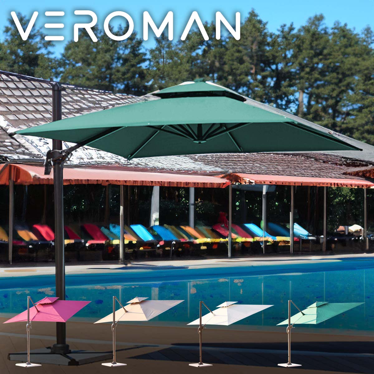 [大理石調ベース] VeroMan パラソル プールサイドパラソル 日傘 日除け アウトドア カフェ 庭 屋外 プ..