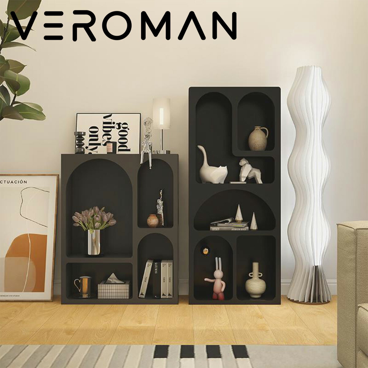 VeroMan ディスプレイラック ディスプレイ ラック ブラック 小物置き 展示棚 コレクションケース モダン シンプル 韓国インテリア [幅70cm 高さ90cm] 【完成品】