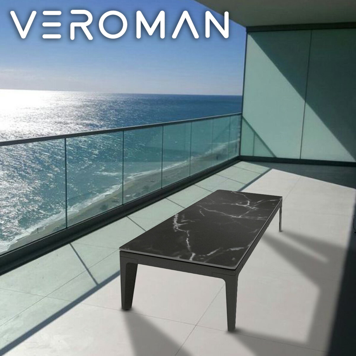 [ブラック] VeroMan ローテーブル テーブル 焼結石 長方形 組み合わせ自由 アウトドア インドア 屋外 室内 プールサイド 庭 韓国インテリア