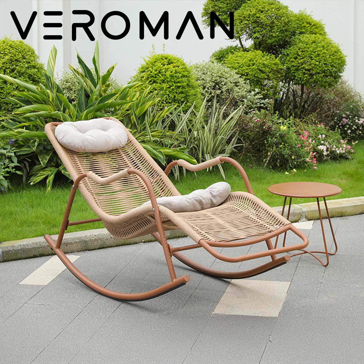 VeroMan 静かな癒しの揺れるリクライニングチェア 手作り感たっぷりの自然美と快適性 韓国インテリア [高さ89cm×幅120cm]