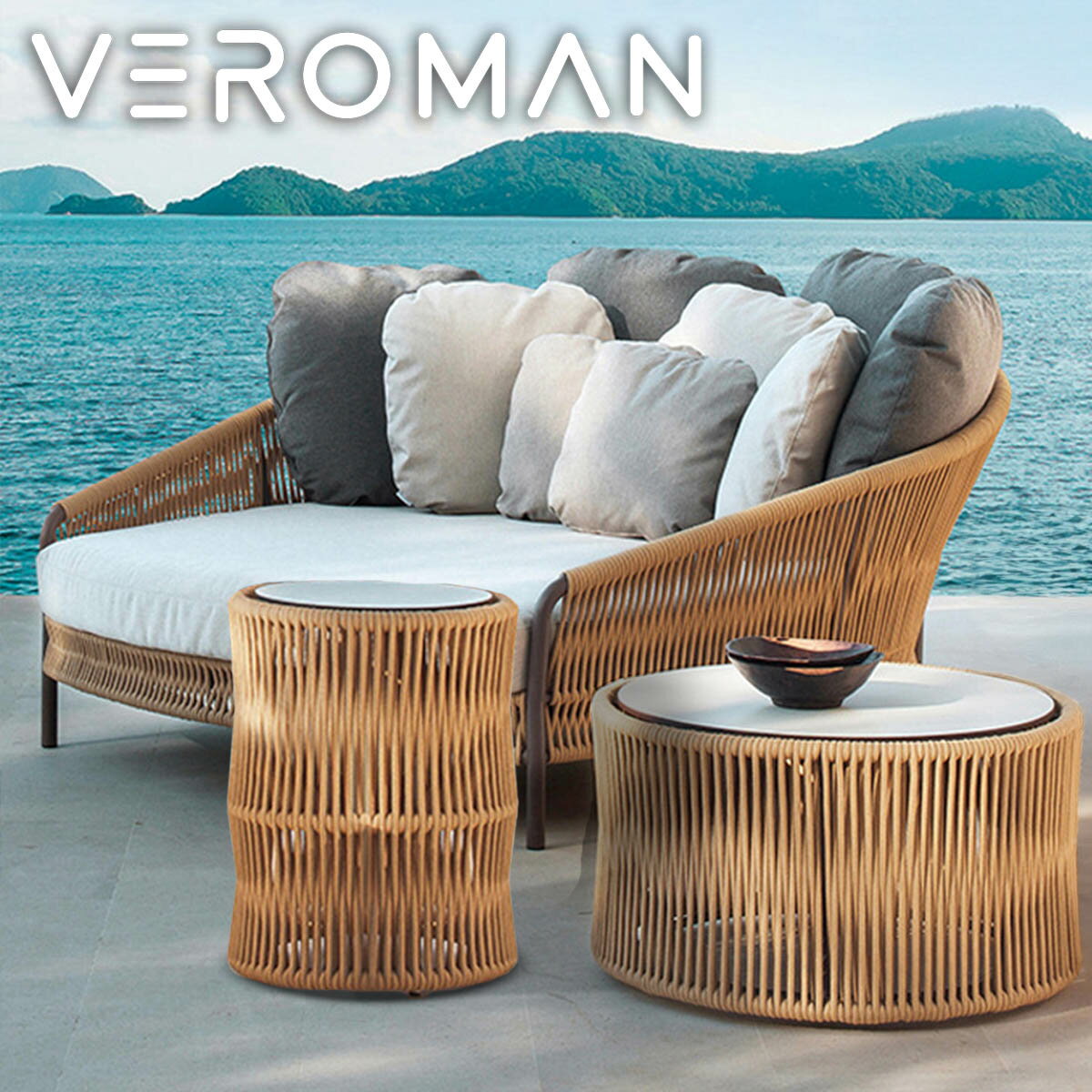 [直径42cm] VeroMan サイドテーブル ソファサイドテーブル テーブル 円卓 アウトドア インドア 屋外 室..