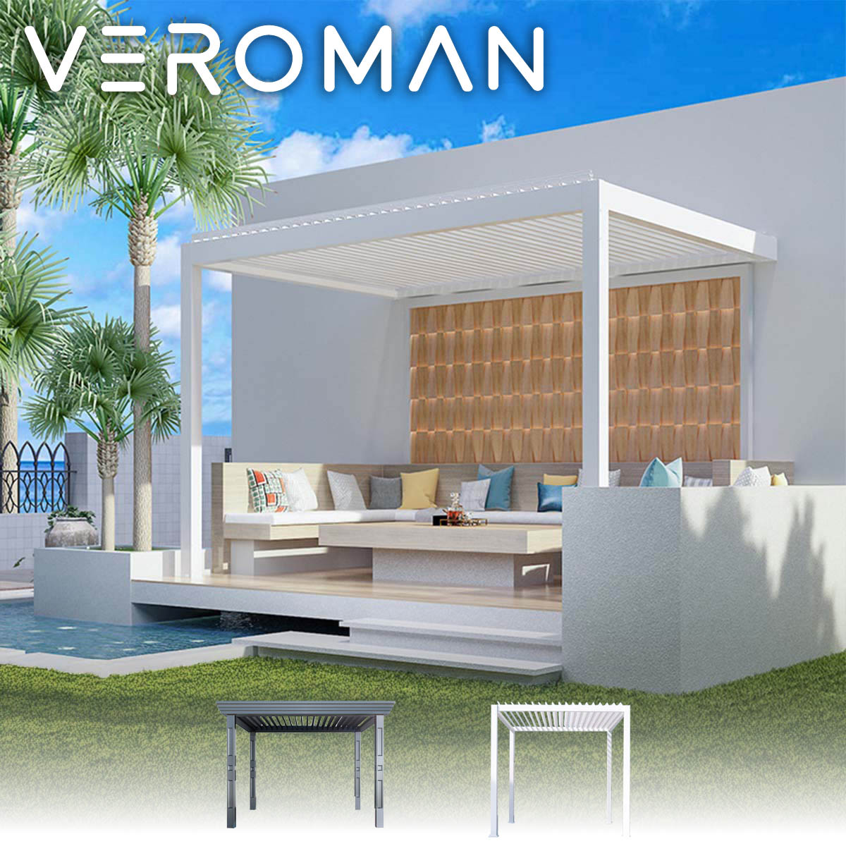 [3m] VeroMan パーゴラ 日よけ シェード サンシェード 日除けシェード 洗練されたモダンな重厚感 150mm..