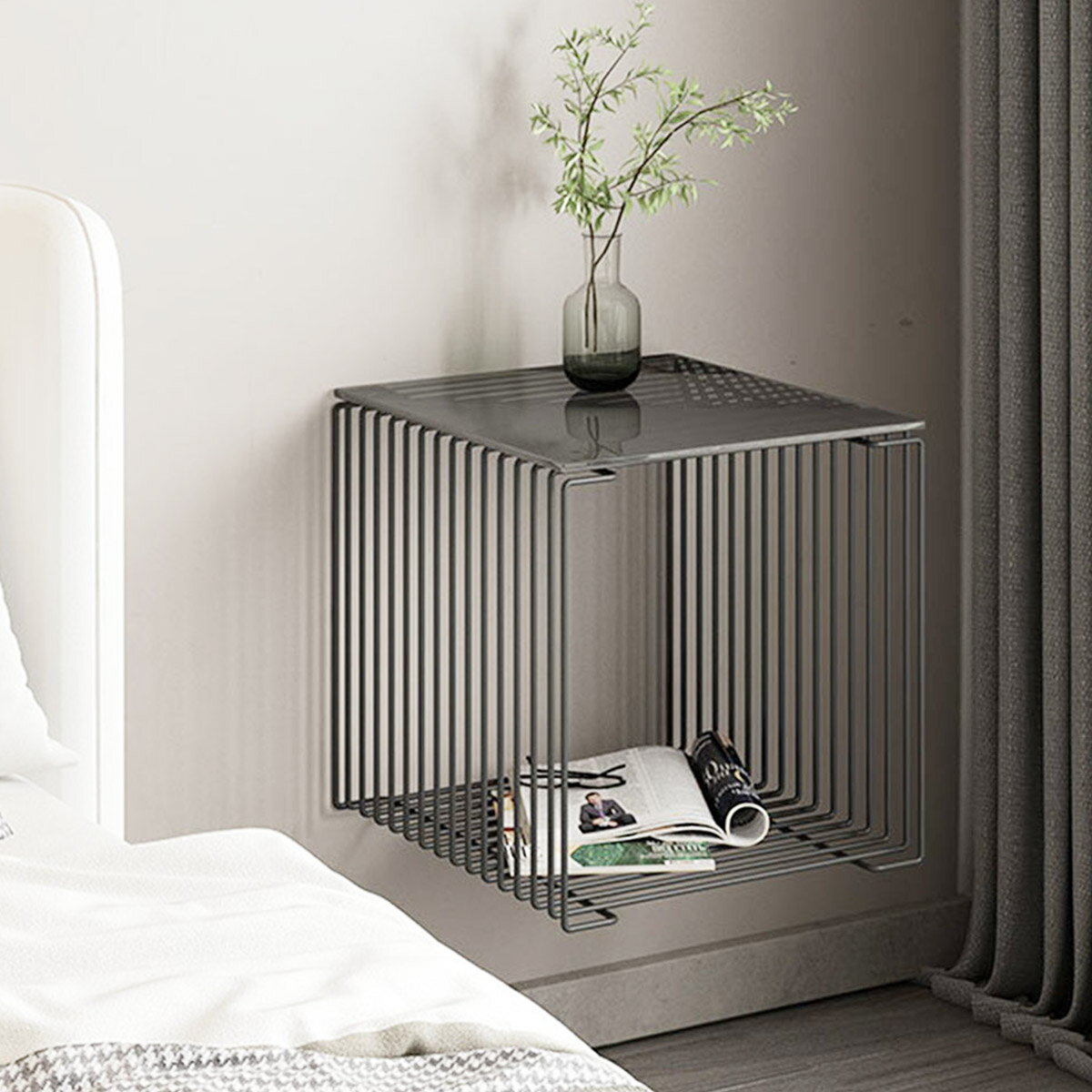 VeroMan ワイヤー シェルフ スクエア ラック サイドテーブル 床置き 壁掛け 重ね置き ブックシェルフ ..