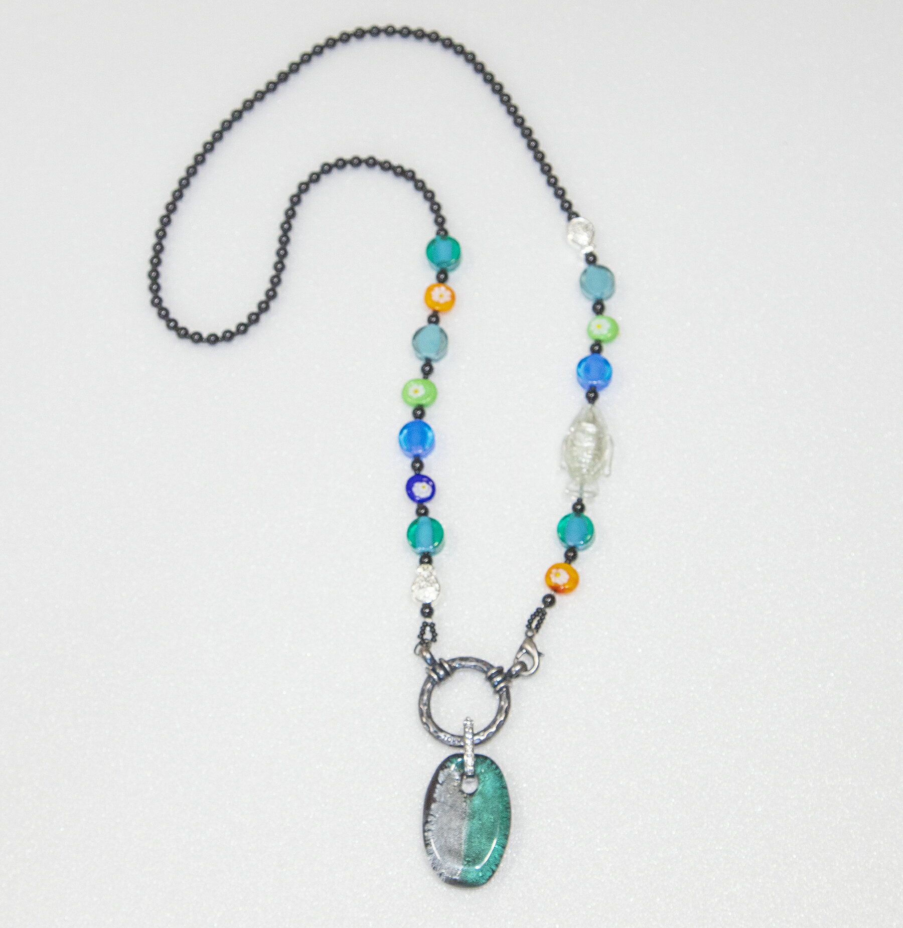 手作り ビーズキット グラスホルダーネックレス ペスケス 長さ68センチ＋ペンダント ベネチアンビーズ ネックレス ビーズアクセサリー ハンドメイド