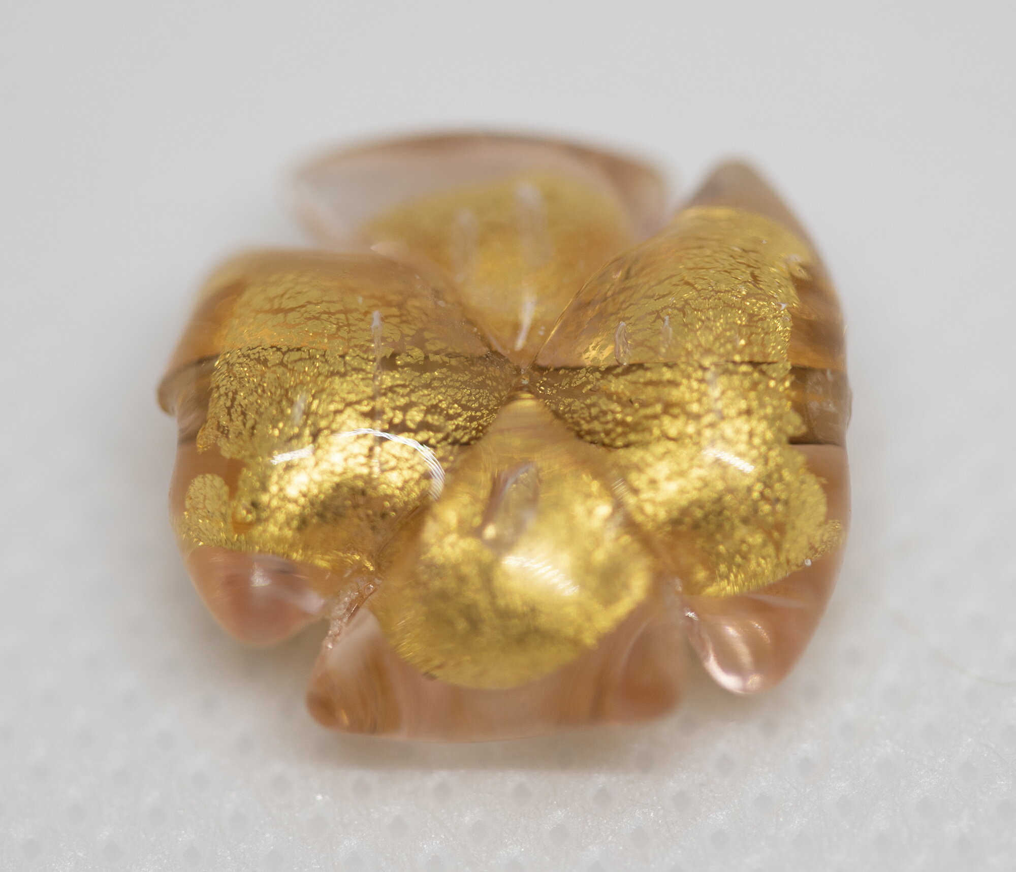 ベネチアンビーズ クローバー ゴールド/ピンク ビーズストーン ハンドメイド ビーズアクセサリー