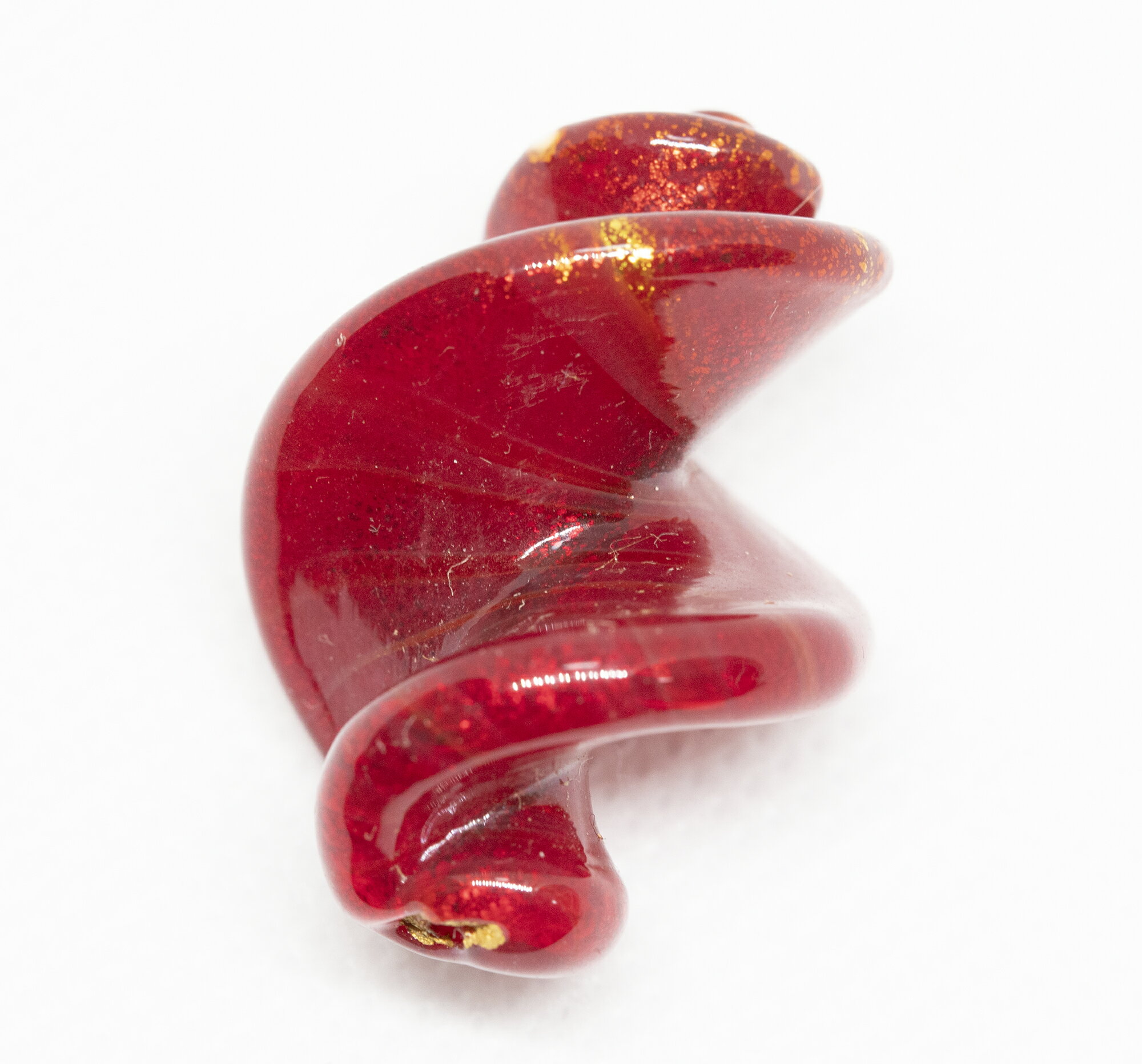 ベネチアンビーズ スパイラル ゴールド/ロッソ ビーズストーン ビーズアクセサリー