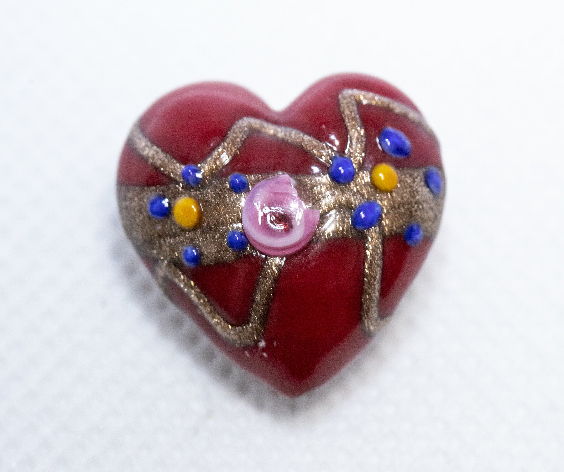 フィオラート ハートグランデ ロッソ サイズ 20ミリ × 20ミリ ベネチアンビーズ フィオラートビーズ ハート形ビーズ ハンドメイド ビーズストーン アクセサリーパーツ