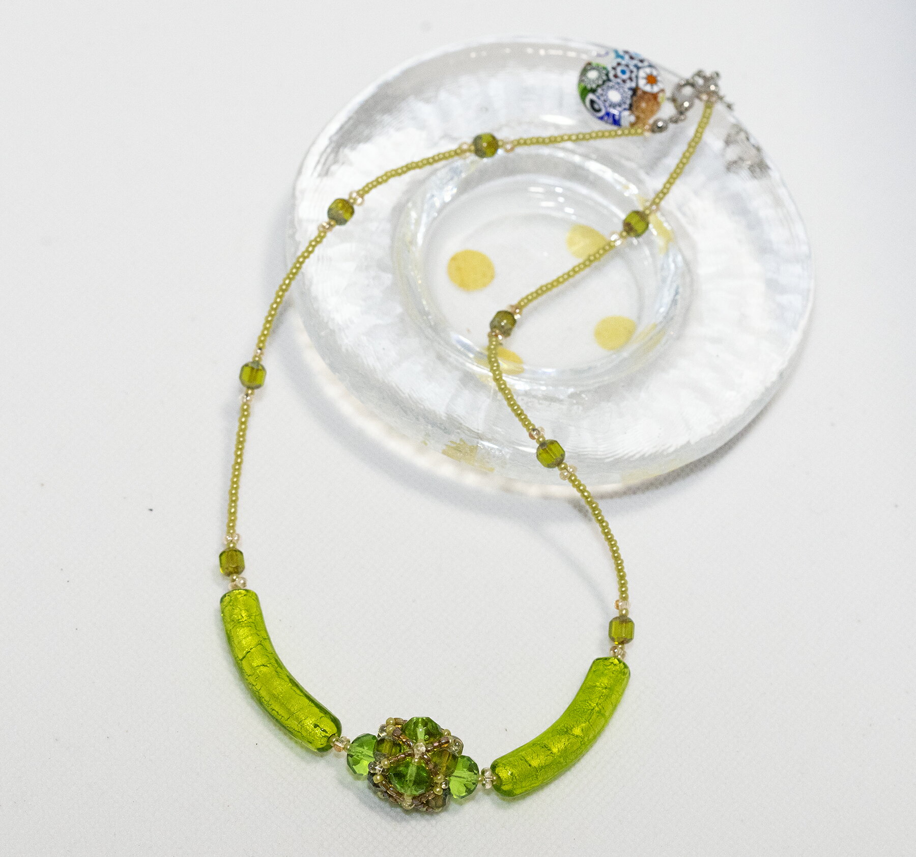 手作り ビーズキット マカロニ アルハンブラ ネックレス ホワイトゴールド/エルバ ベネチアンビーズ ビ..