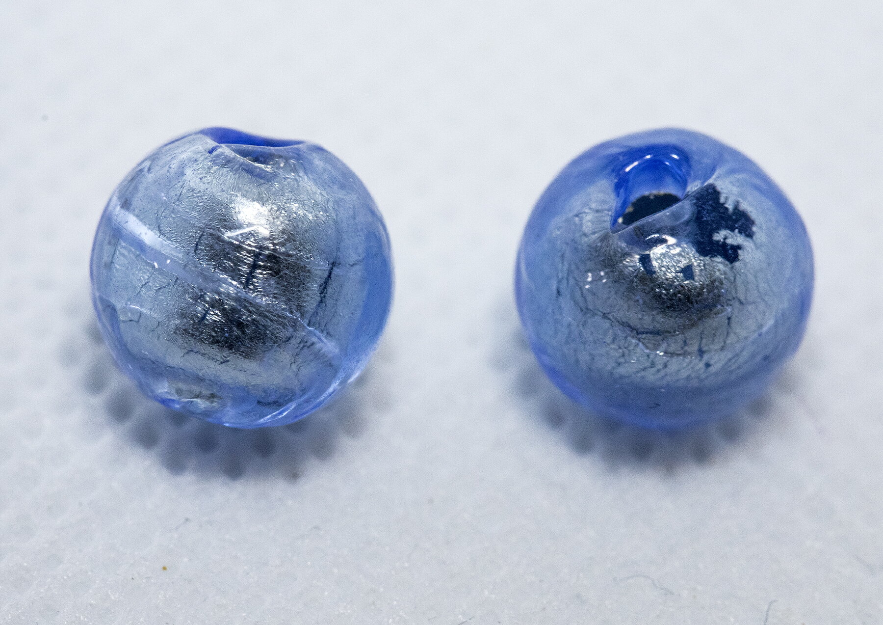 ベネチアンビーズ トンド 10ミリ ホワイトゴールド/ブルイーノ 2個入り アクセサリーパーツ ビーズストーン