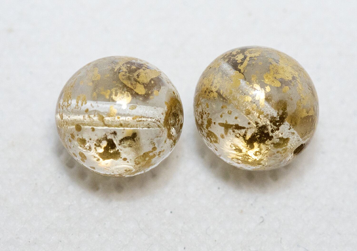 樂天商城 - ベネチアン ビーズ スプリンクル ゴールド/クリスタル 10ミリ 2個 ビーズパーツ アクセサリーパーツ マシンメイド