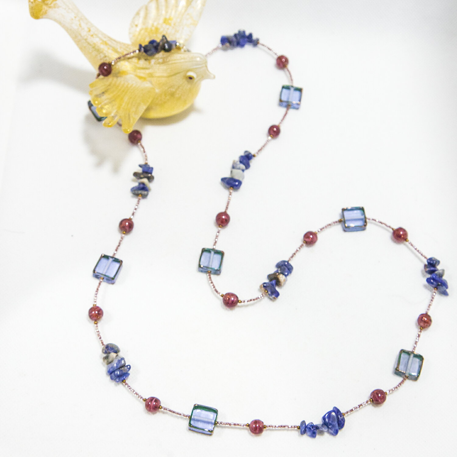 手作り ビーズキット フレームビーズ ネックレス ブルー ボヘミアンビーズ ベネチアンビーズ ビーズアクセサリー ハンドメイド