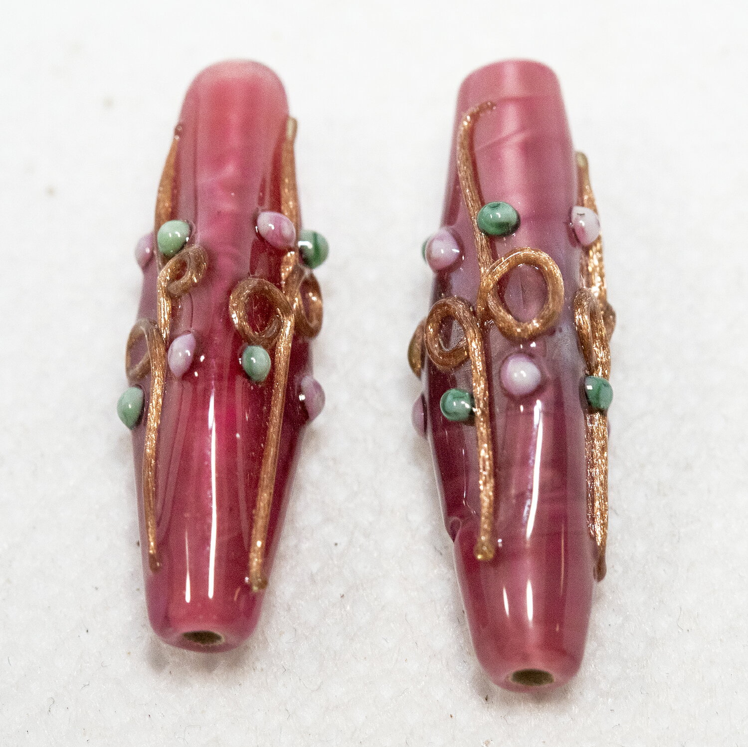 ボヘミアンビーズ バゲットローズ ピンク 2個 チェコビーズ ビーズパーツ アクセサリーパーツ