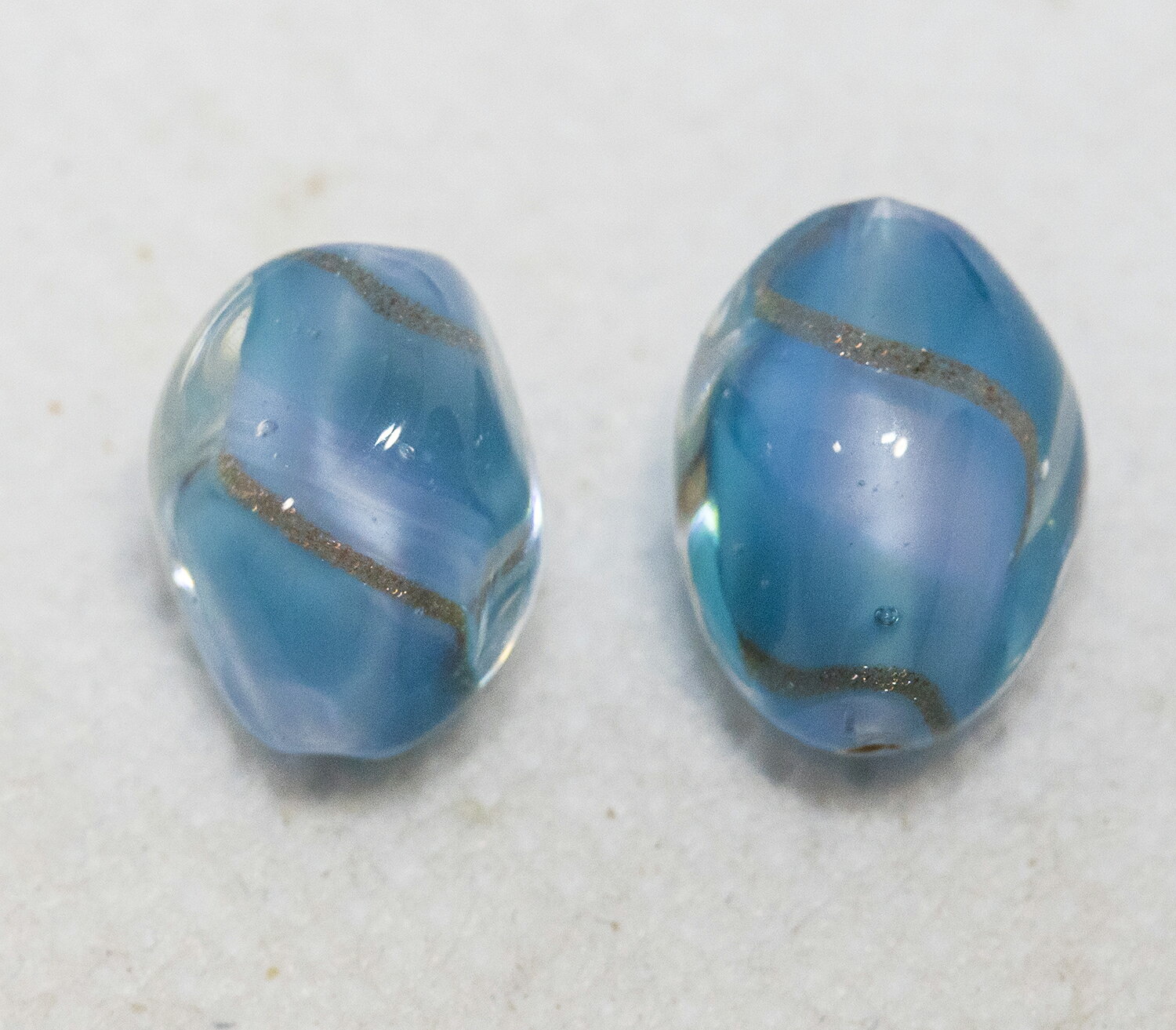 ボヘミアンビーズ チェコパタータ ブルー 2個 チェコビーズ ビーズパーツ アクセサリーパーツ