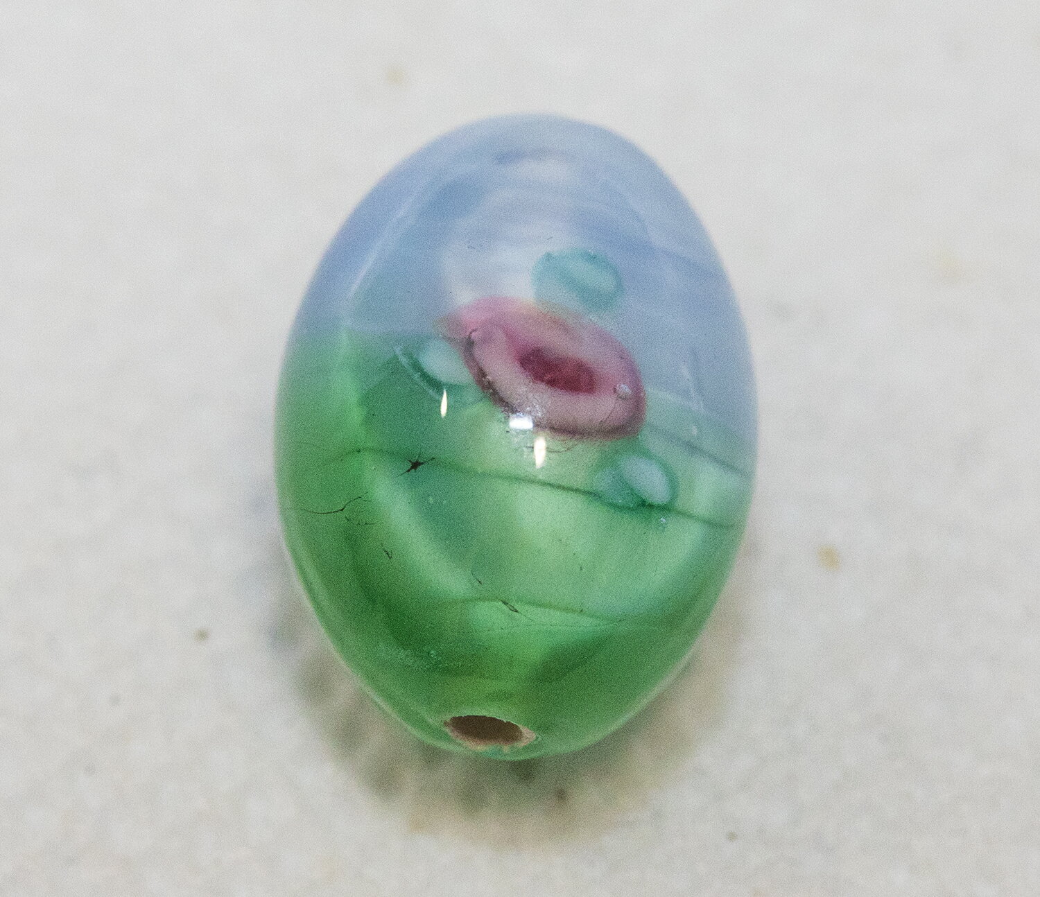 ボヘミアンビーズ チェコローズ ツートン ブルー＆グリーン オーバル大 チェコビーズ ビーズパーツ アクセサリーパーツ