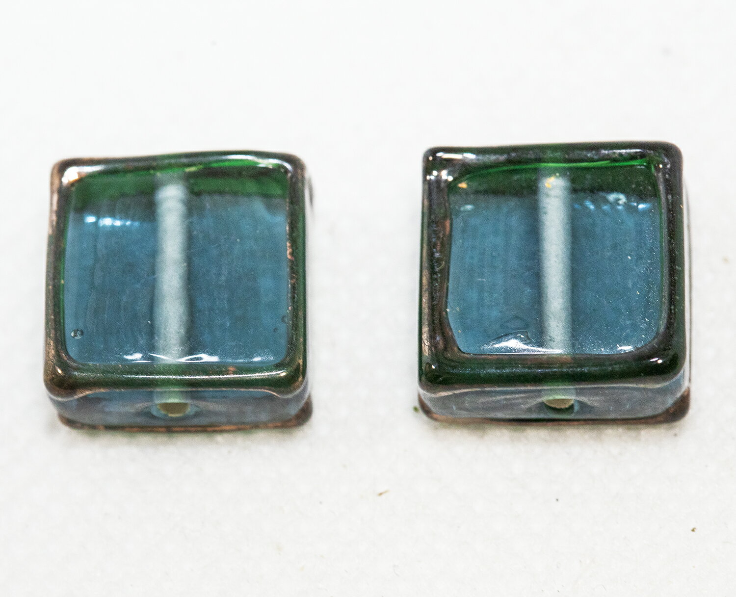 ボヘミアンビーズ フレームビーズ スクエア ダークブルー 2個 チェコローズ ビーズパーツ アクセサリーパーツ