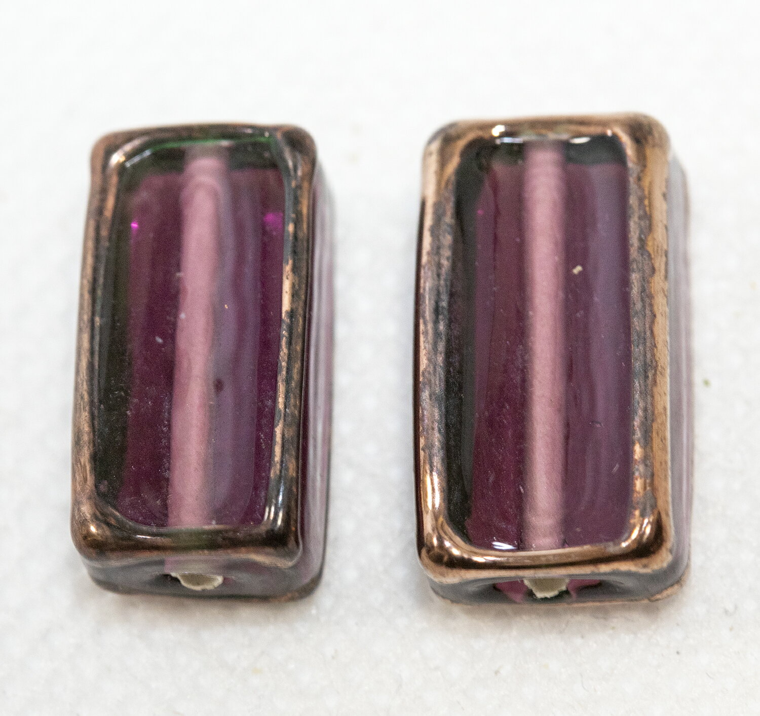 ボヘミアンビーズ フレームビーズ レクタンゴラ パープル 2個 チェコローズ ビーズパーツ アクセサリーパーツ