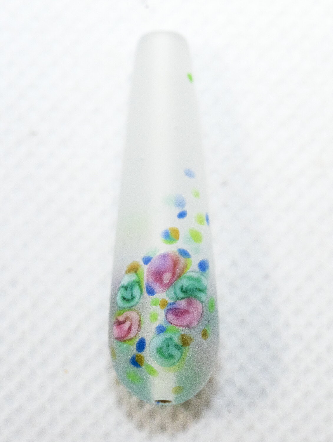 ボヘミアンビーズ フロストローズ ロングドロップ ホワイト チェコビーズ ビーズパーツ アクセサリーパーツ