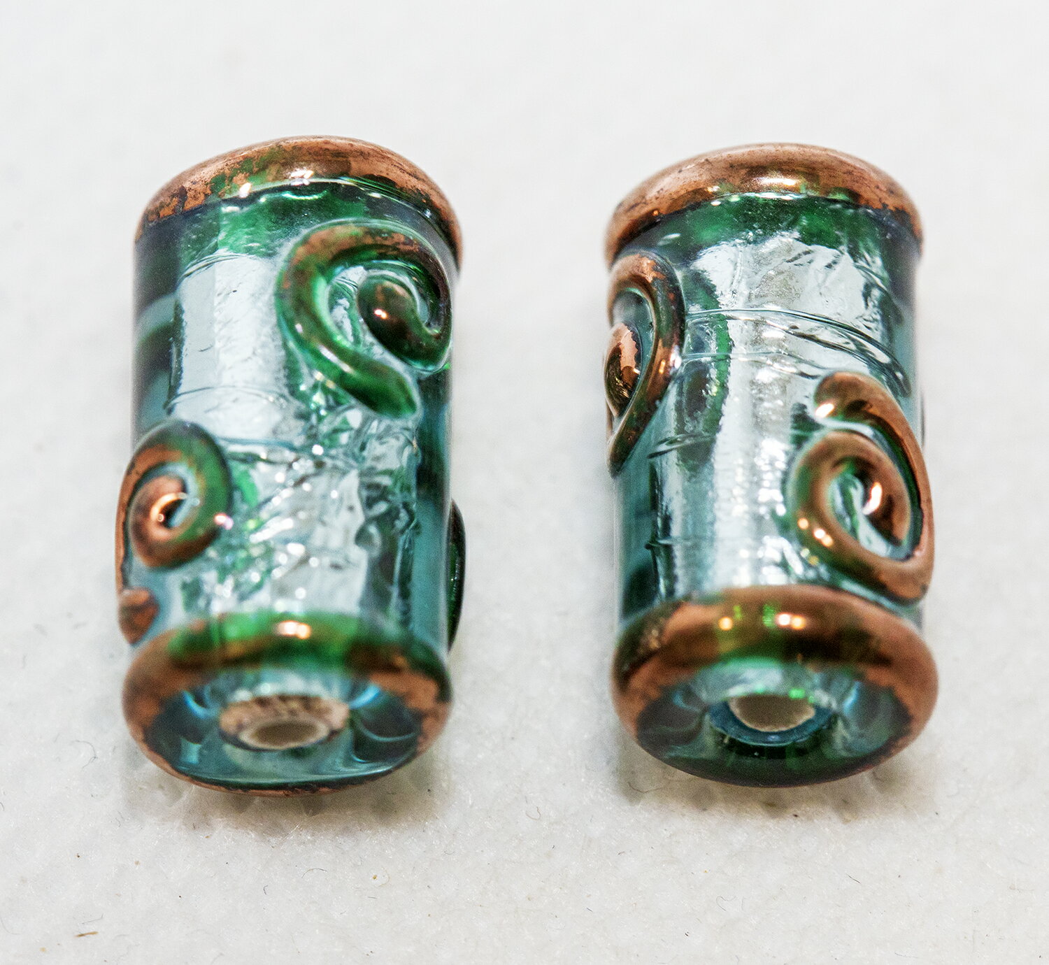 シリンダースパイラル 2個 ライトブルー チェコビーズ ボヘミアンビーズ ビーズパーツ アクセサリーパーツ