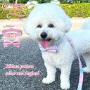 【リボン首輪&リードセット】首輪 リード 犬用 犬 リボン 可愛い やわらかい 痛くない 軽量 ワンタッチ オシャレ ペット用品 小型犬 中型犬 お散歩 お出かけ 男の子 女の子 エミリースタイル emilystyle