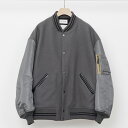 MARKAWARE マーカウェア VARSITY JACKET BLUE GRAY ORGANIC WOOL MELTON スタジャン MA-1 ミリタリージャケット メンズ ファッション 冬