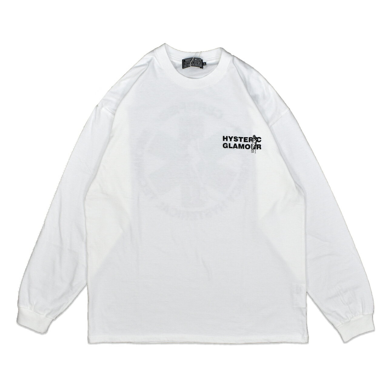 ヒステリックグラマー HYSTERIC GLAMOUR ヒステリックグラマー 長袖Tee Tシャツ ロングスリーブ ホワイト 白 胸ロゴ バックプリント 春夏 アメカジ メンズ ファッション