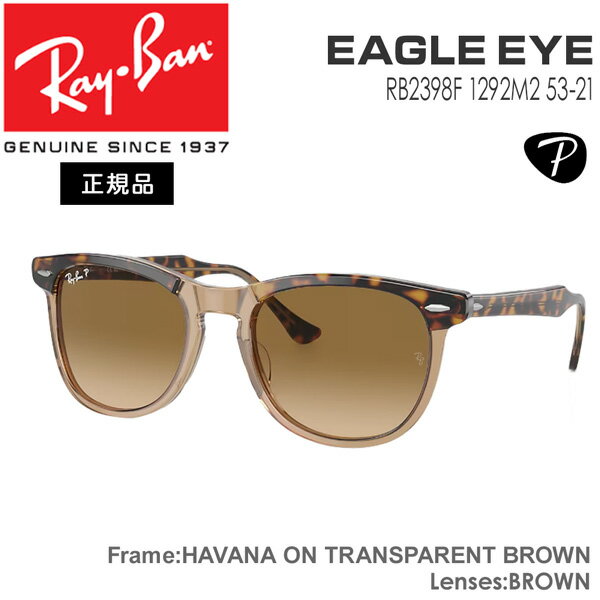 Co TOX ΌY RayBan EAGLEEYE t[/HAVANA ON TRANSPARENT BROWN Y/GRADIENT BROWN POLAR AWAtBbg