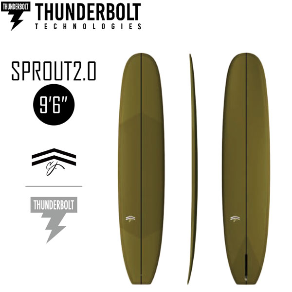 ご自宅配送できます(指定エリアのみ)サーフボード 24 サンダーボルト THUNDERBOLT CJ SPROUT2.0 9’6” DARK GOLD シングルフィン RYAN ENGLE スプラウト2